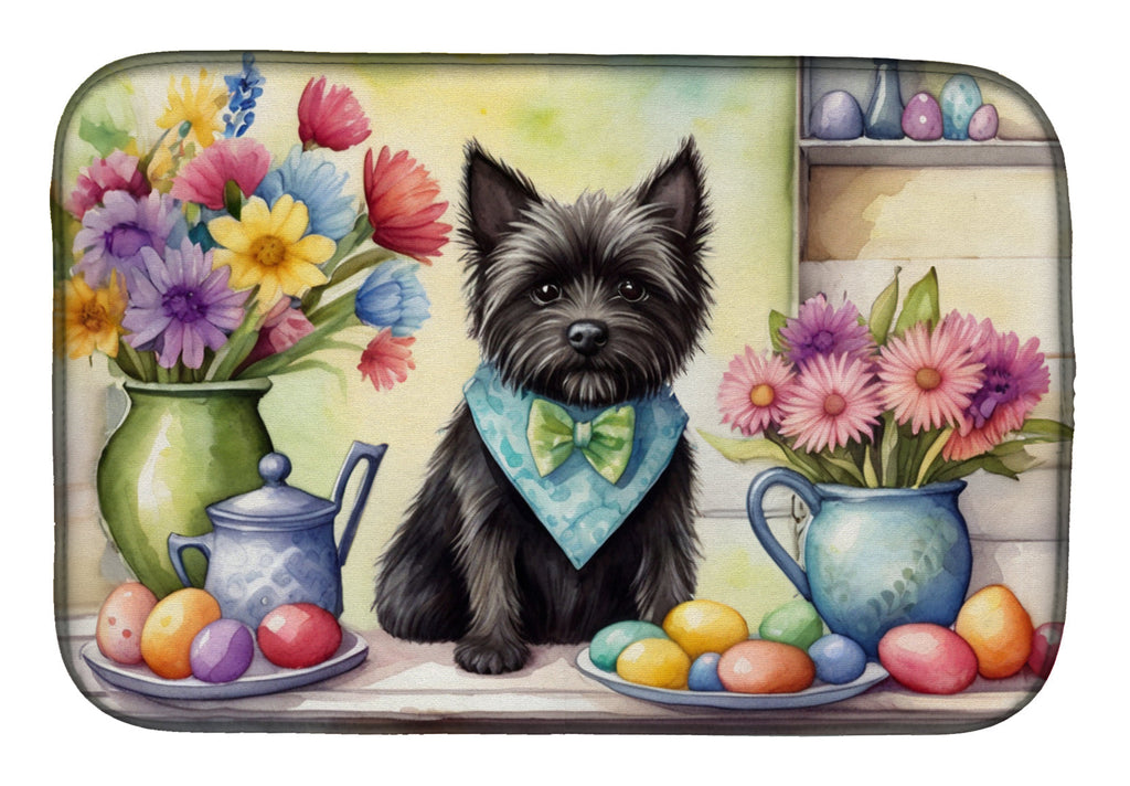 Decorating Easter Cairn Terrier Dish Drying Mat Absorbent Dish Drying Mat Pad for Kitchen Counter Dish Drainer Mat for Countertop, 14 x 21", Multicolor