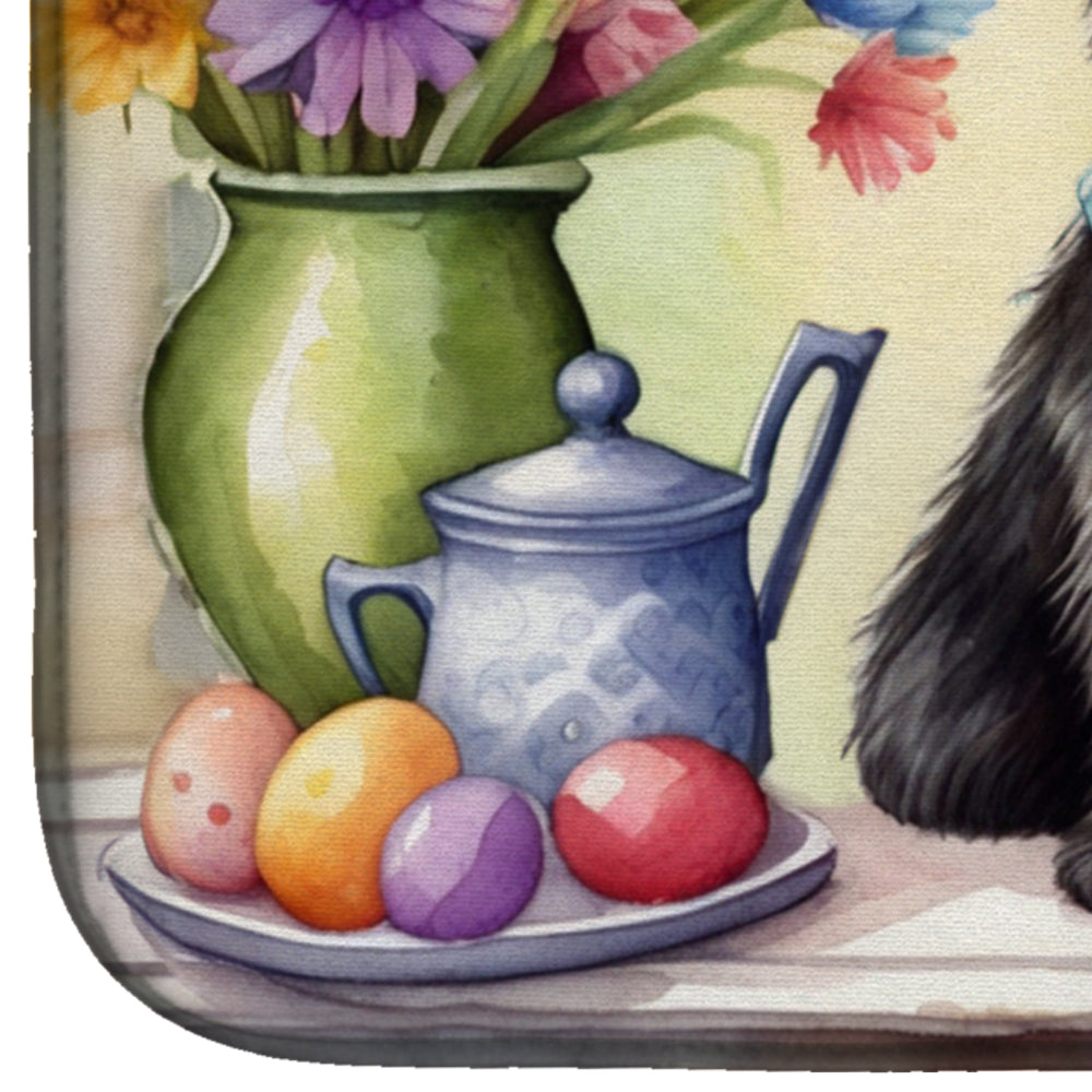 Decorating Easter Cairn Terrier Dish Drying Mat Absorbent Dish Drying Mat Pad for Kitchen Counter Dish Drainer Mat for Countertop, 14 x 21", Multicolor