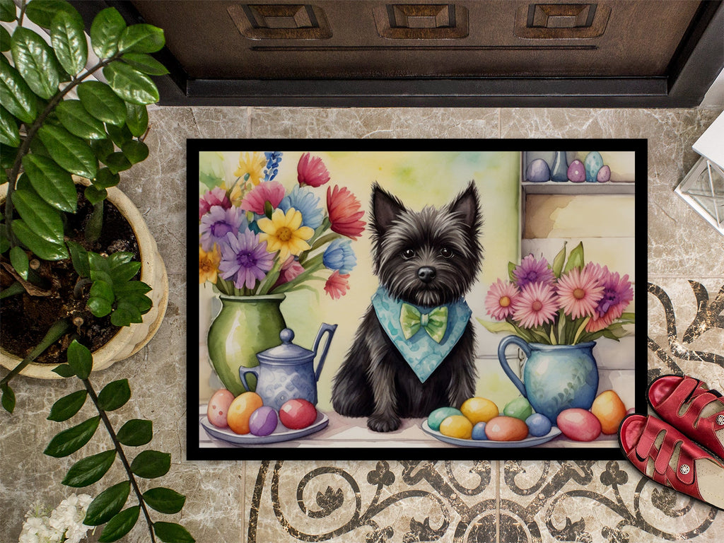 Decorating Easter Cairn Terrier Doormat Indoor Outdoor 18H X 27W Front Door Mat Rugs for Entryway, Non Slip Washable