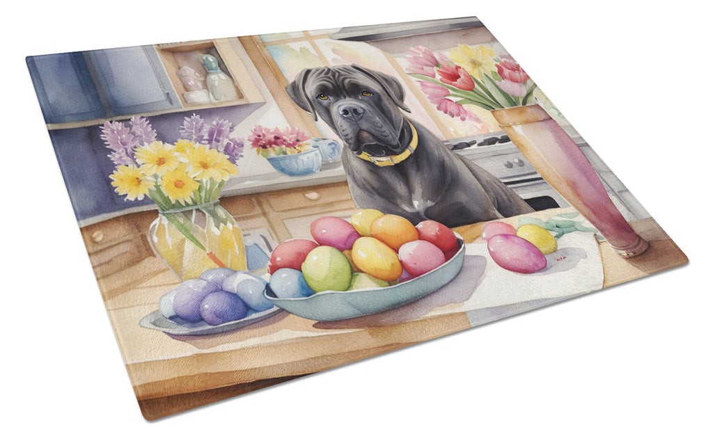 Decorating Easter Cane Corso Cutting Board Tempered Glass Kitchen Cutting Surface, Heat Resistant Chopping, Non-Slip Feet, Food Prep & Serving