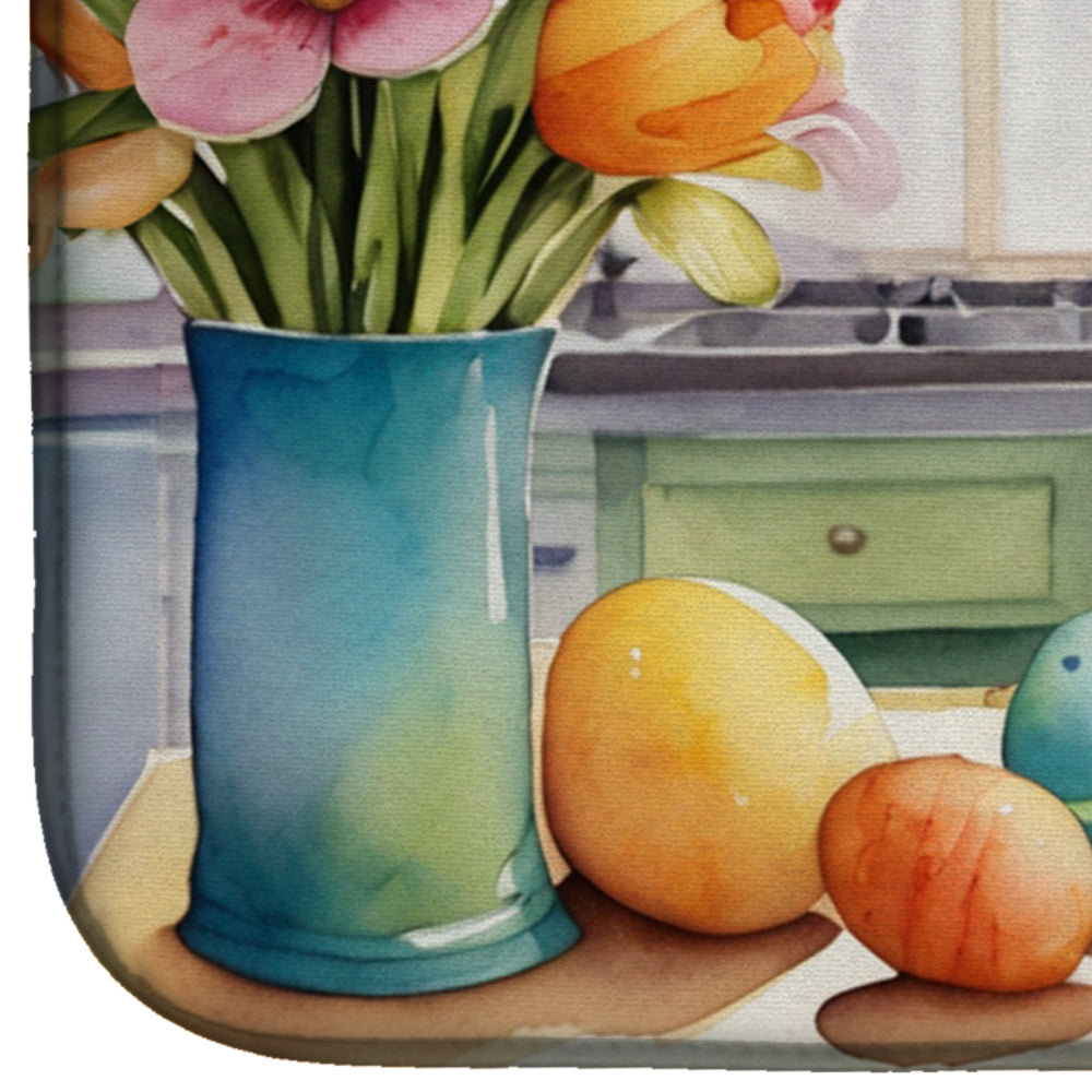 Decorating Easter Catahoula Dish Drying Mat Absorbent Dish Drying Mat Pad for Kitchen Counter Dish Drainer Mat for Countertop, 14 x 21", Multicolor