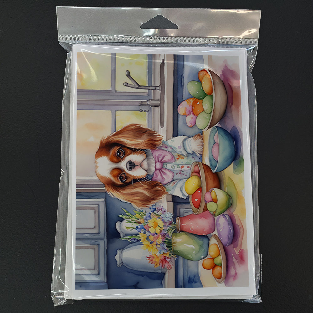 Decorating Easter Cavalier Spaniel Greeting Cards Pack of 8 Blank Cards with Envelopes Whimsical A7 Size 5x7