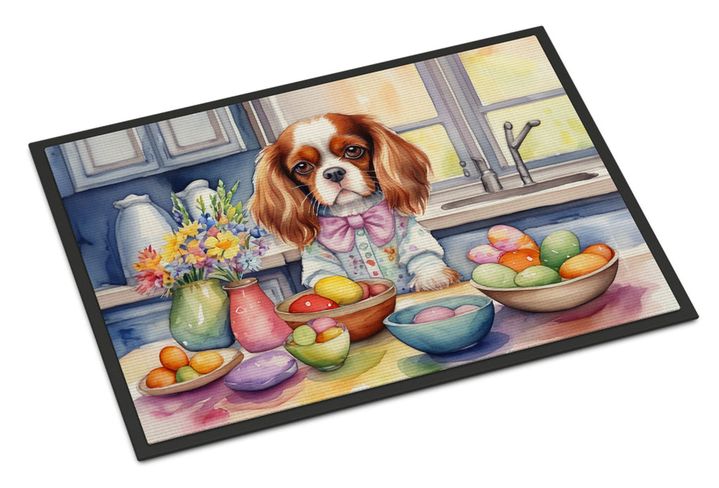 Decorating Easter Cavalier Spaniel Doormat Indoor Outdoor 18H X 27W Front Door Mat Rugs for Entryway, Non Slip Washable