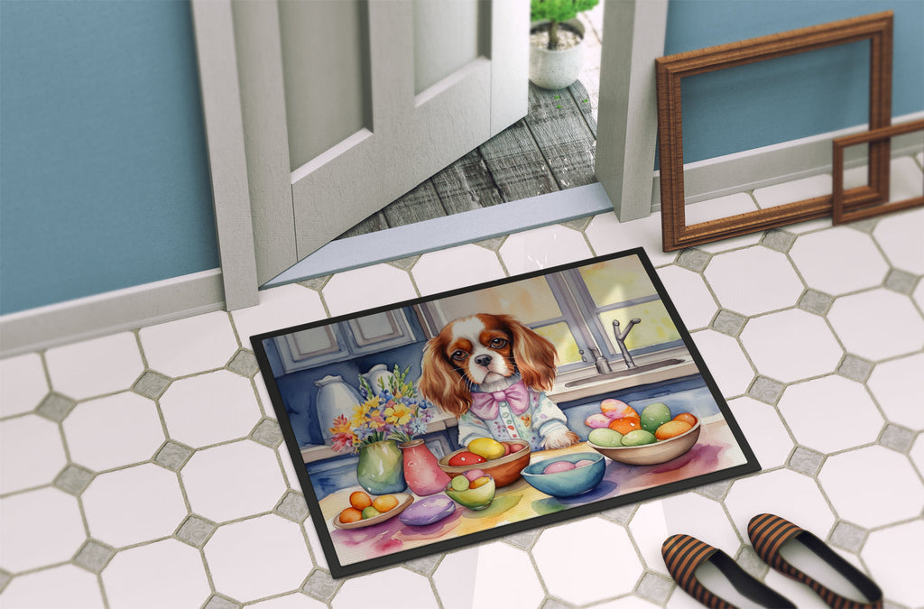 Decorating Easter Cavalier Spaniel Doormat Indoor Outdoor 18H X 27W Front Door Mat Rugs for Entryway, Non Slip Washable