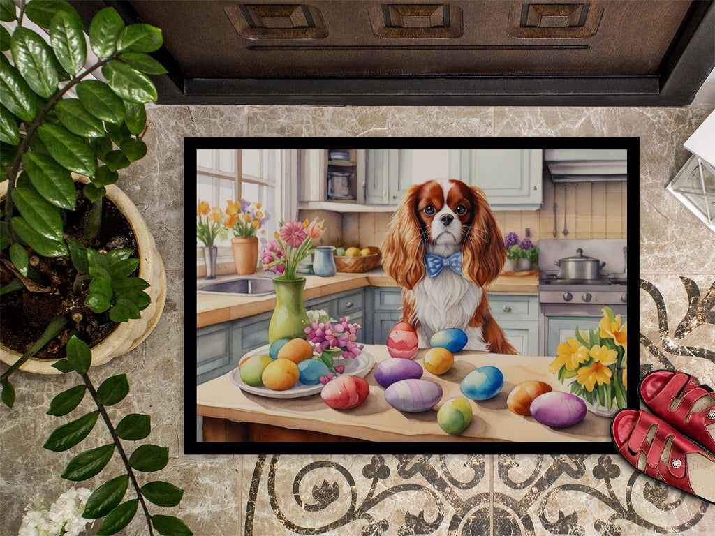 Decorating Easter Cavalier Spaniel Doormat Indoor Outdoor 24H X 36W Front Door Mat Rugs for Entryway, Non Slip Washable Low Pile,