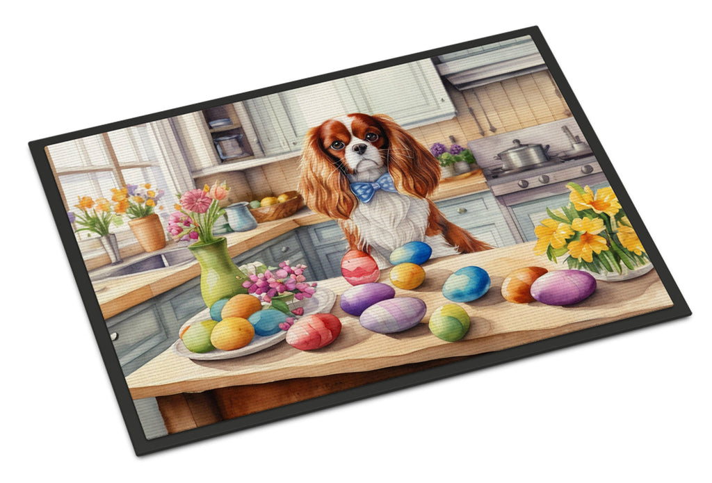 Decorating Easter Cavalier Spaniel Doormat Indoor Outdoor 18H X 27W Front Door Mat Rugs for Entryway, Non Slip Washable