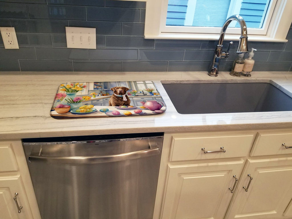 Decorating Easter Chesapeake Bay Retriever Dish Drying Mat Absorbent Dish Drying Mat Pad for Kitchen Counter Dish Drainer Mat for Countertop, 14 x 21", Multicolor