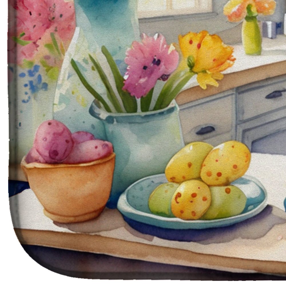 Decorating Easter Chesapeake Bay Retriever Dish Drying Mat Absorbent Dish Drying Mat Pad for Kitchen Counter Dish Drainer Mat for Countertop, 14 x 21", Multicolor