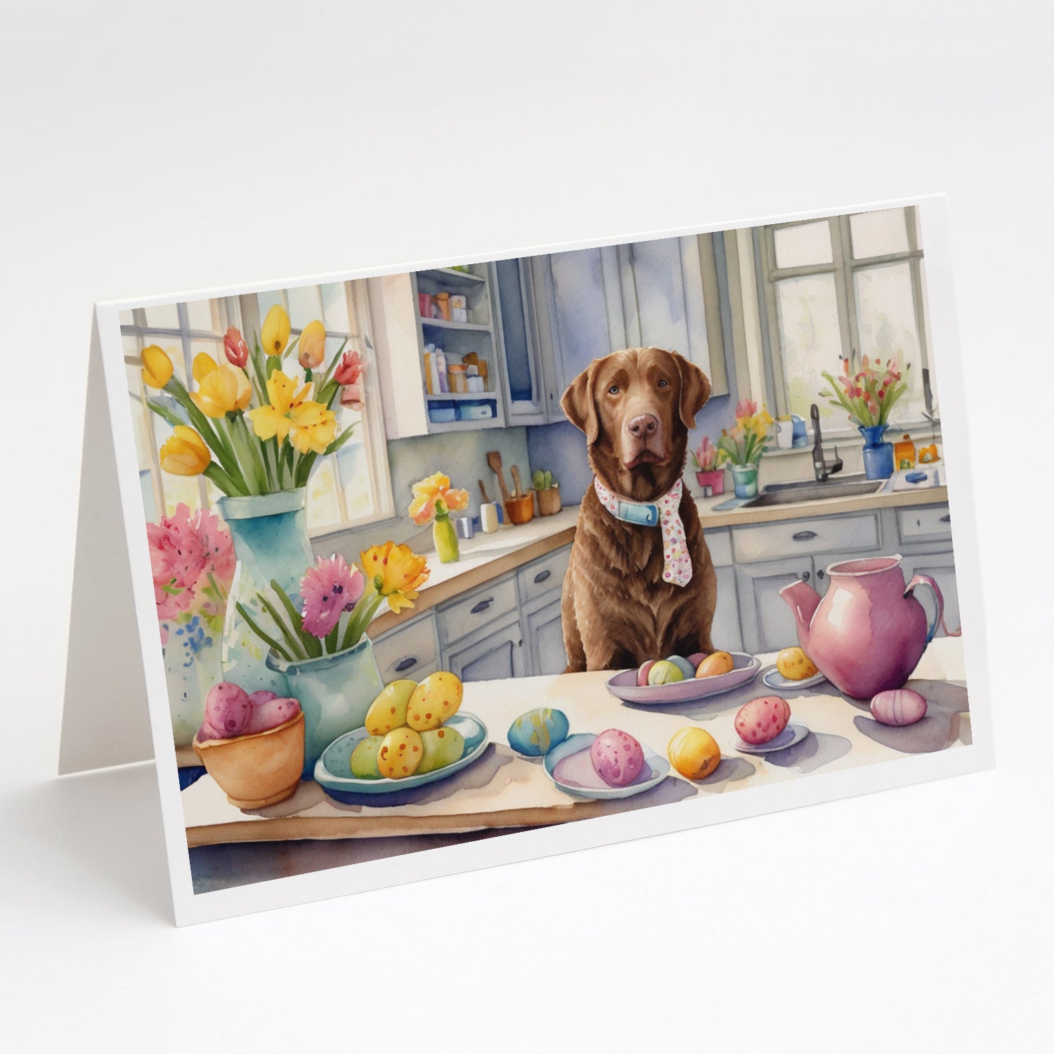 Decorating Easter Chesapeake Bay Retriever Greeting Cards Pack of 8 Blank Cards with Envelopes Whimsical A7 Size 5x7