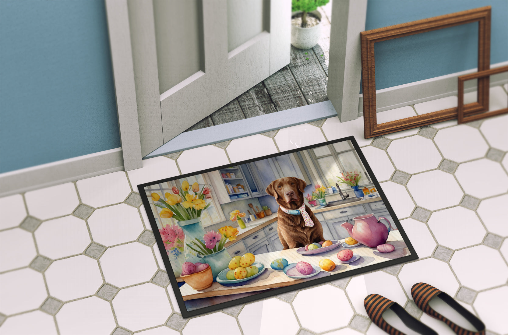 Decorating Easter Chesapeake Bay Retriever Doormat Indoor Outdoor 18H X 27W Front Door Mat Rugs for Entryway, Non Slip Washable