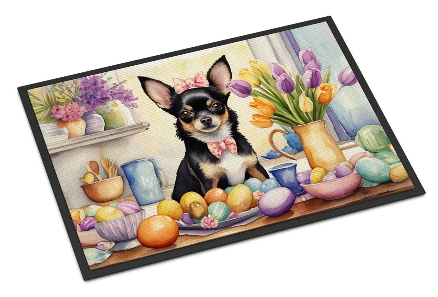 Decorating Easter Chihuahua Doormat Indoor Outdoor 24H X 36W Front Door Mat Rugs for Entryway, Non Slip Washable Low Pile,