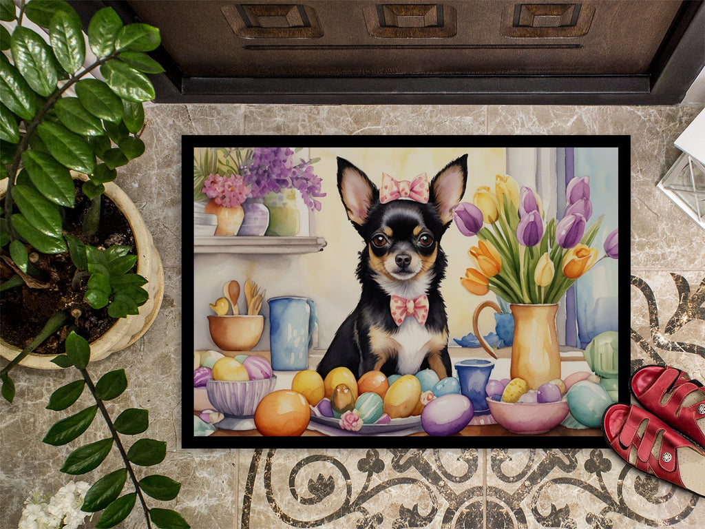 Decorating Easter Chihuahua Doormat Indoor Outdoor 18H X 27W Front Door Mat Rugs for Entryway, Non Slip Washable