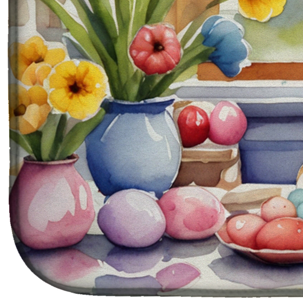 Decorating Easter Chihuahua Dish Drying Mat Absorbent Dish Drying Mat Pad for Kitchen Counter Dish Drainer Mat for Countertop, 14 x 21", Multicolor