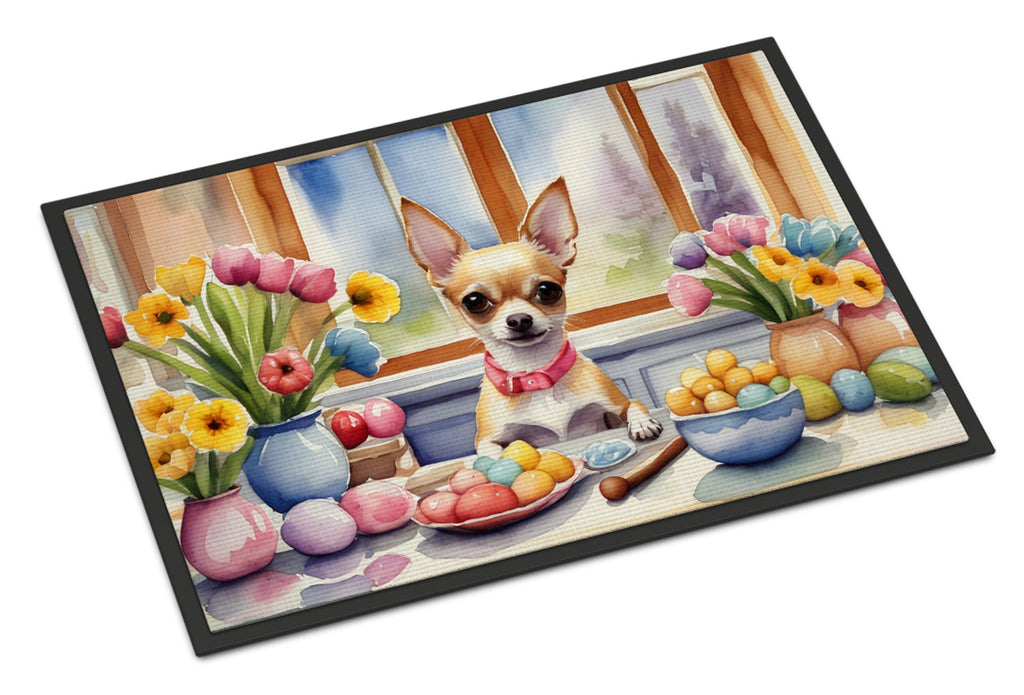Decorating Easter Chihuahua Doormat Indoor Outdoor 18H X 27W Front Door Mat Rugs for Entryway, Non Slip Washable
