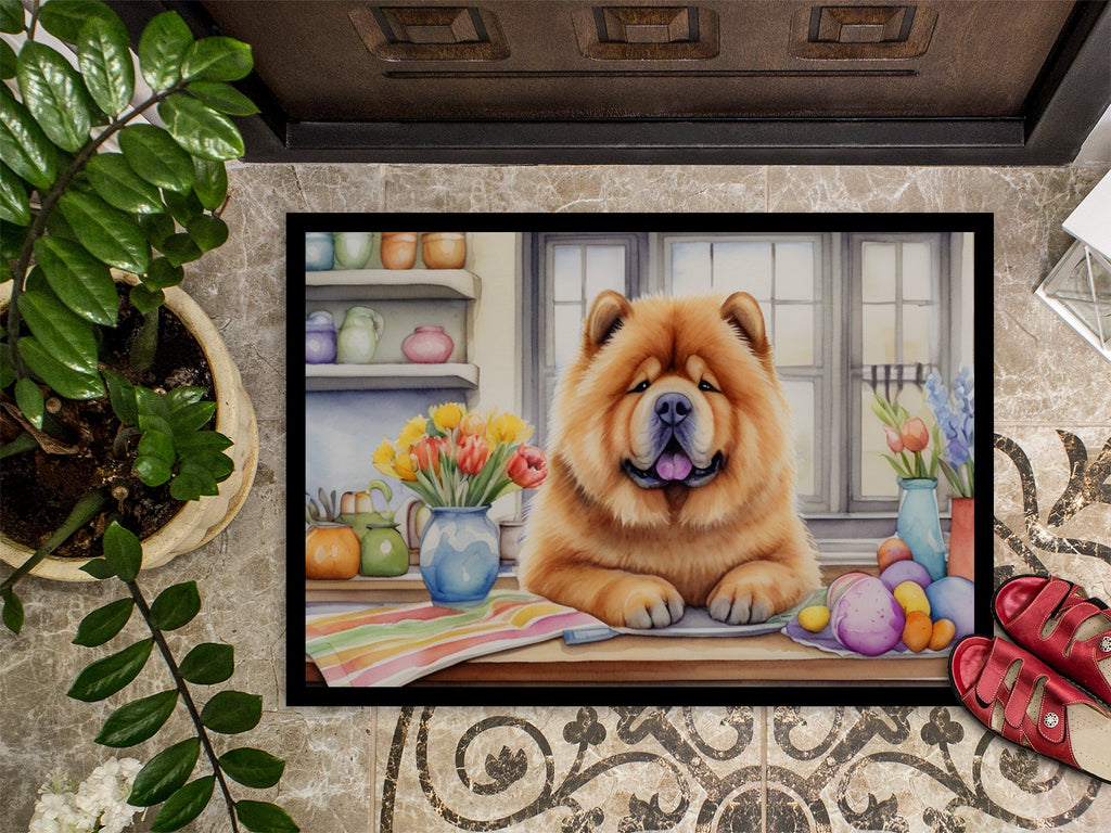 Decorating Easter Chow Chow Doormat Indoor Outdoor 24H X 36W Front Door Mat Rugs for Entryway, Non Slip Washable Low Pile,