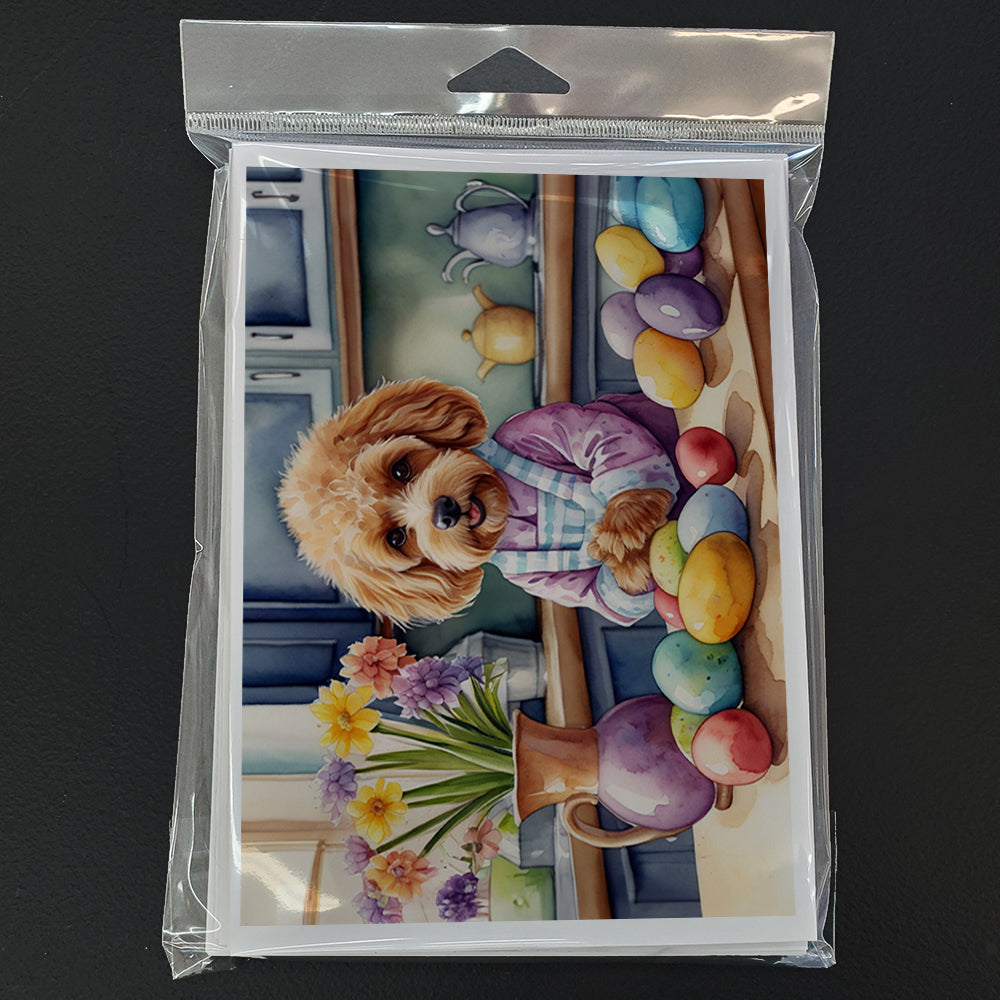 Decorating Easter Cockapoo Greeting Cards Pack of 8 Blank Cards with Envelopes Whimsical A7 Size 5x7