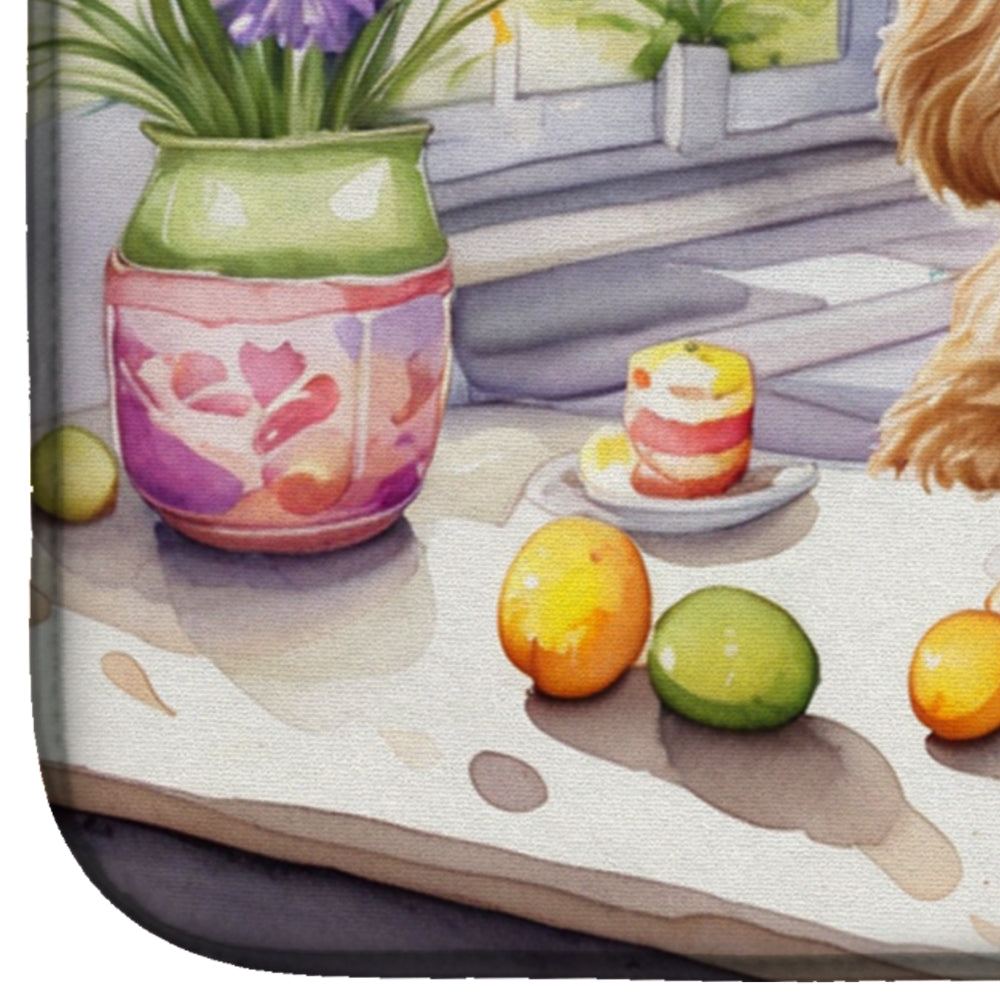 Decorating Easter Cocker Spaniel Dish Drying Mat Absorbent Dish Drying Mat Pad for Kitchen Counter Dish Drainer Mat for Countertop, 14 x 21", Multicolor
