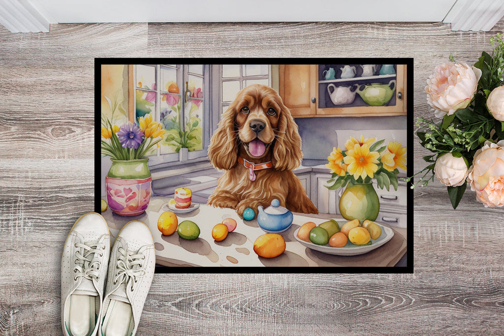 Decorating Easter Cocker Spaniel Doormat Indoor Outdoor 18H X 27W Front Door Mat Rugs for Entryway, Non Slip Washable