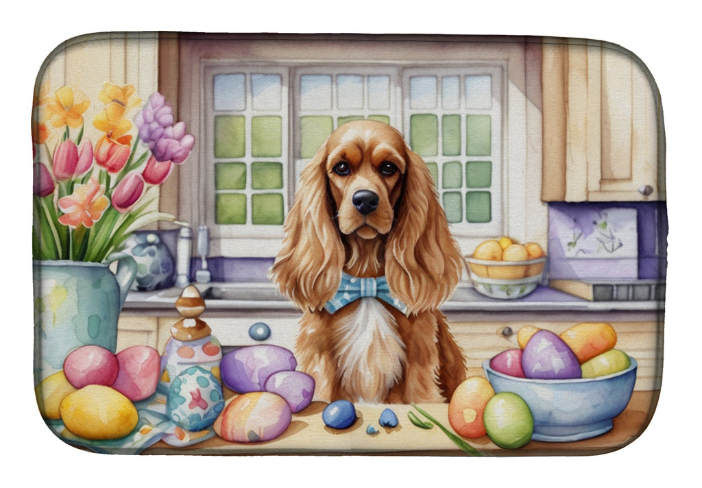 Decorating Easter Cocker Spaniel Dish Drying Mat Absorbent Dish Drying Mat Pad for Kitchen Counter Dish Drainer Mat for Countertop, 14 x 21", Multicolor
