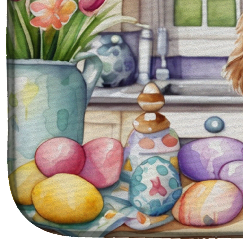 Decorating Easter Cocker Spaniel Dish Drying Mat Absorbent Dish Drying Mat Pad for Kitchen Counter Dish Drainer Mat for Countertop, 14 x 21", Multicolor