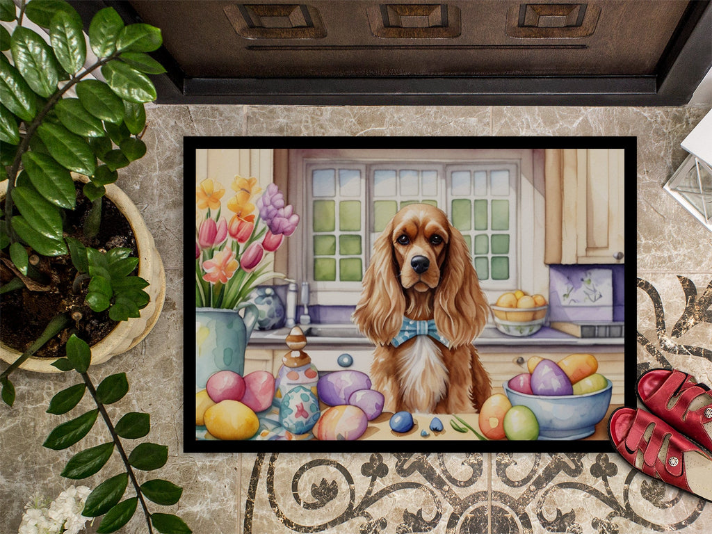 Decorating Easter Cocker Spaniel Doormat Indoor Outdoor 18H X 27W Front Door Mat Rugs for Entryway, Non Slip Washable