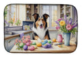 Decorating Easter Collie Dish Drying Mat Absorbent Dish Drying Mat Pad for Kitchen Counter Dish Drainer Mat for Countertop, 14 x 21", Multicolor