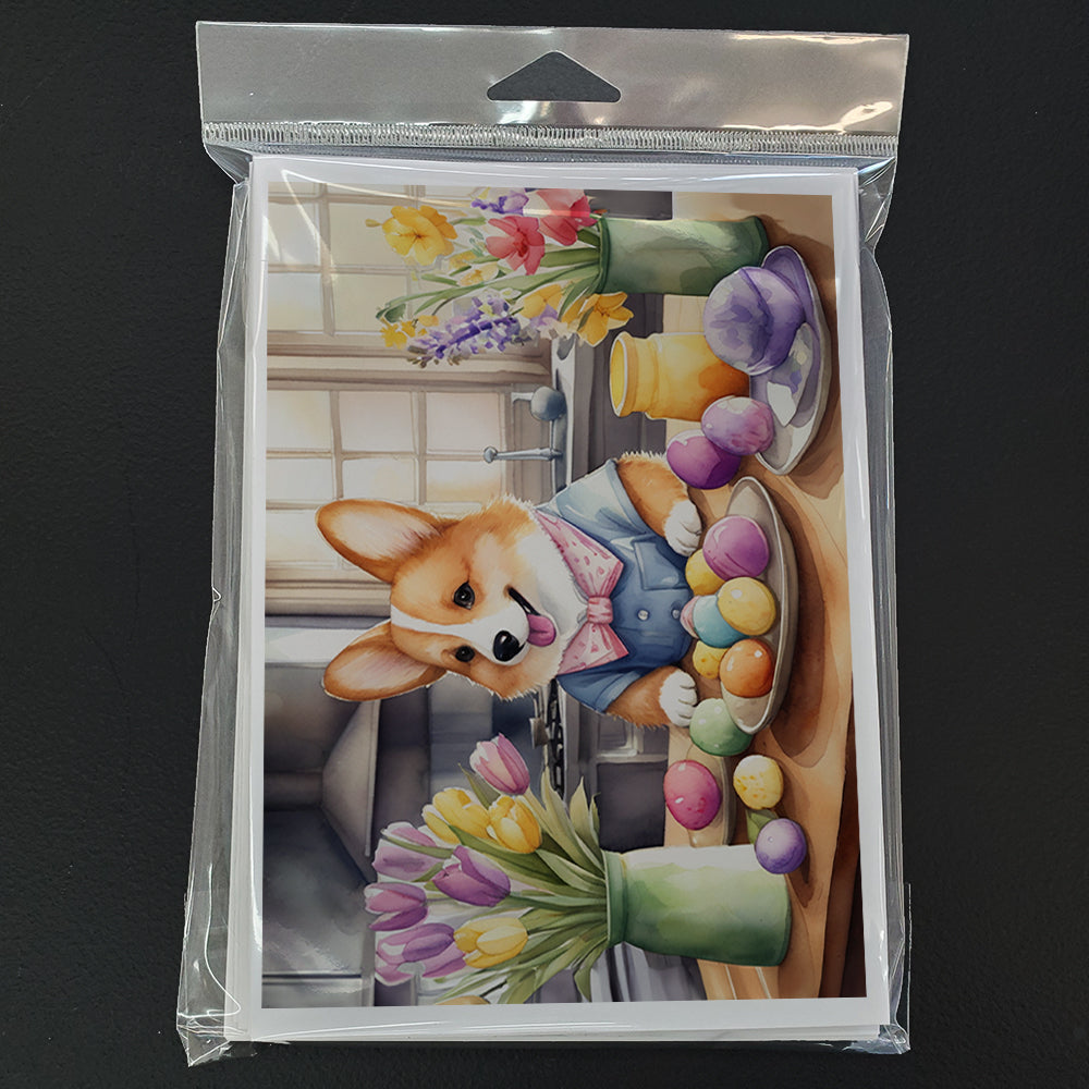 Decorating Easter Corgi Greeting Cards Pack of 8 Blank Cards with Envelopes Whimsical A7 Size 5x7