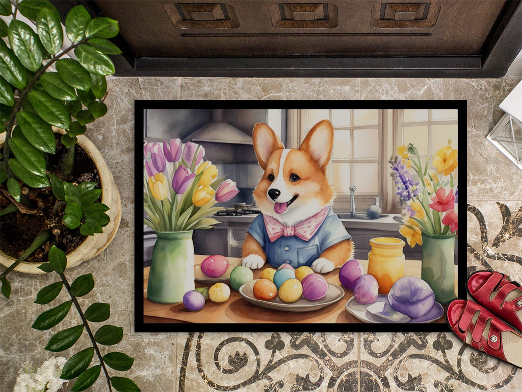 Decorating Easter Corgi Doormat Indoor Outdoor 18H X 27W Front Door Mat Rugs for Entryway, Non Slip Washable