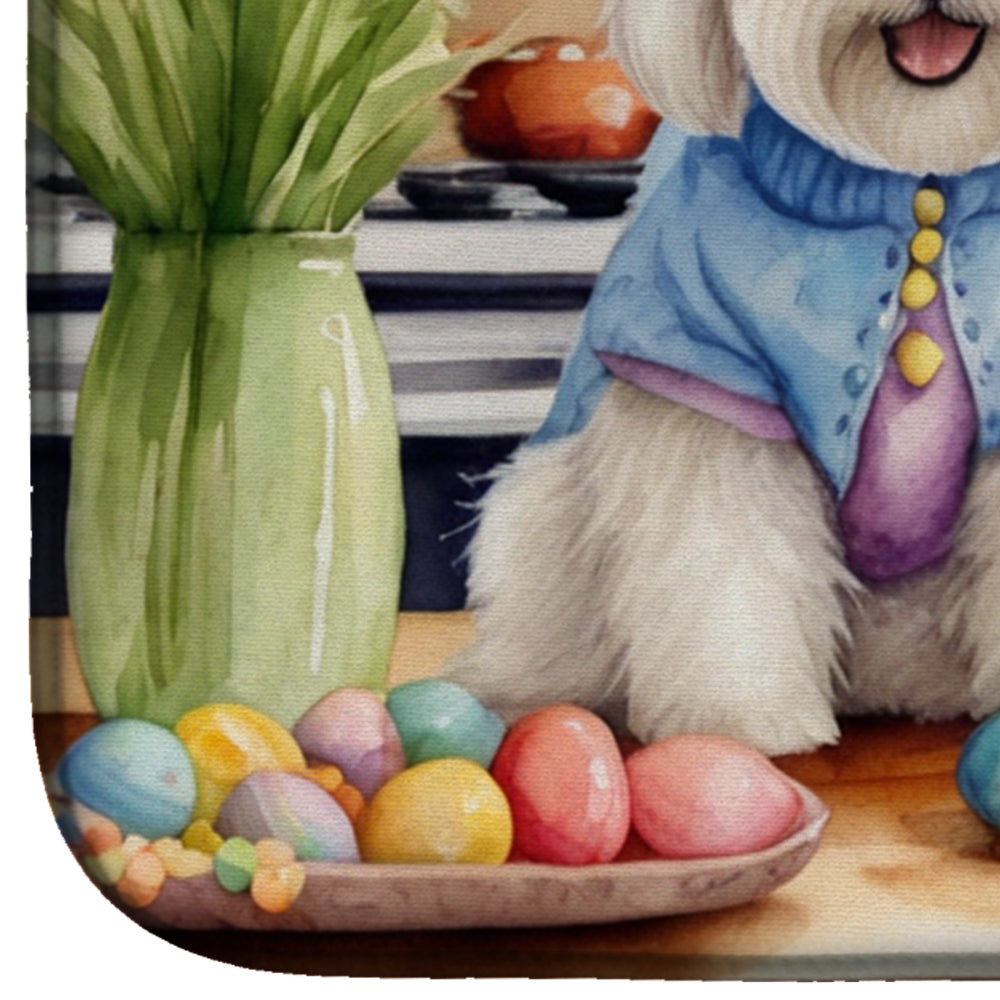 Decorating Easter Coton de Tulear Dish Drying Mat Absorbent Dish Drying Mat Pad for Kitchen Counter Dish Drainer Mat for Countertop, 14 x 21", Multicolor