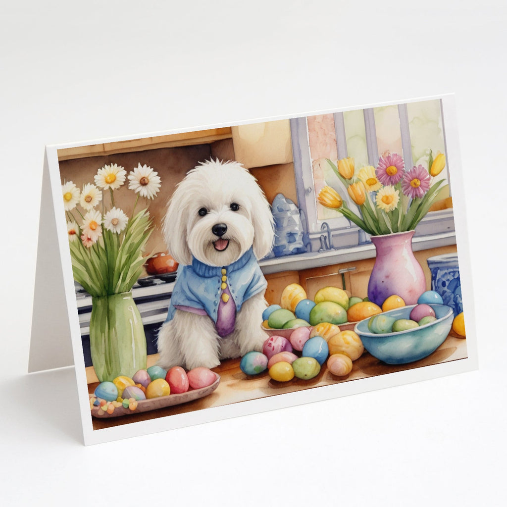Decorating Easter Coton de Tulear Greeting Cards Pack of 8 Blank Cards with Envelopes Whimsical A7 Size 5x7