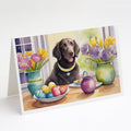Decorating Easter Curly-Coated Retriever Greeting Cards Pack of 8 Blank Cards with Envelopes Whimsical A7 Size 5x7