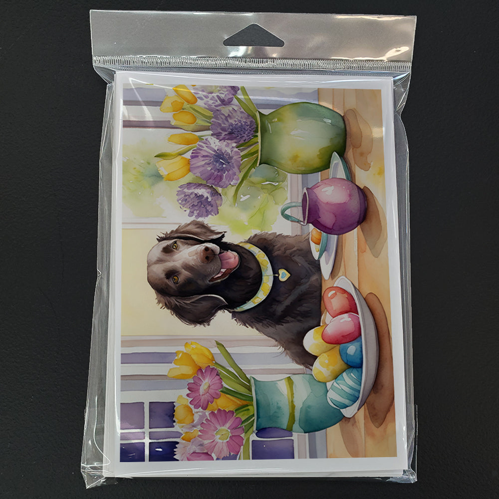 Decorating Easter Curly-Coated Retriever Greeting Cards Pack of 8 Blank Cards with Envelopes Whimsical A7 Size 5x7