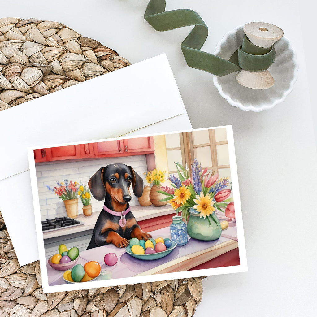 Decorating Easter Dachshund Greeting Cards Pack of 8 Blank Cards with Envelopes Whimsical A7 Size 5x7