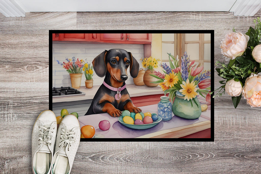Decorating Easter Dachshund Doormat Indoor Outdoor 24H X 36W Front Door Mat Rugs for Entryway, Non Slip Washable Low Pile,