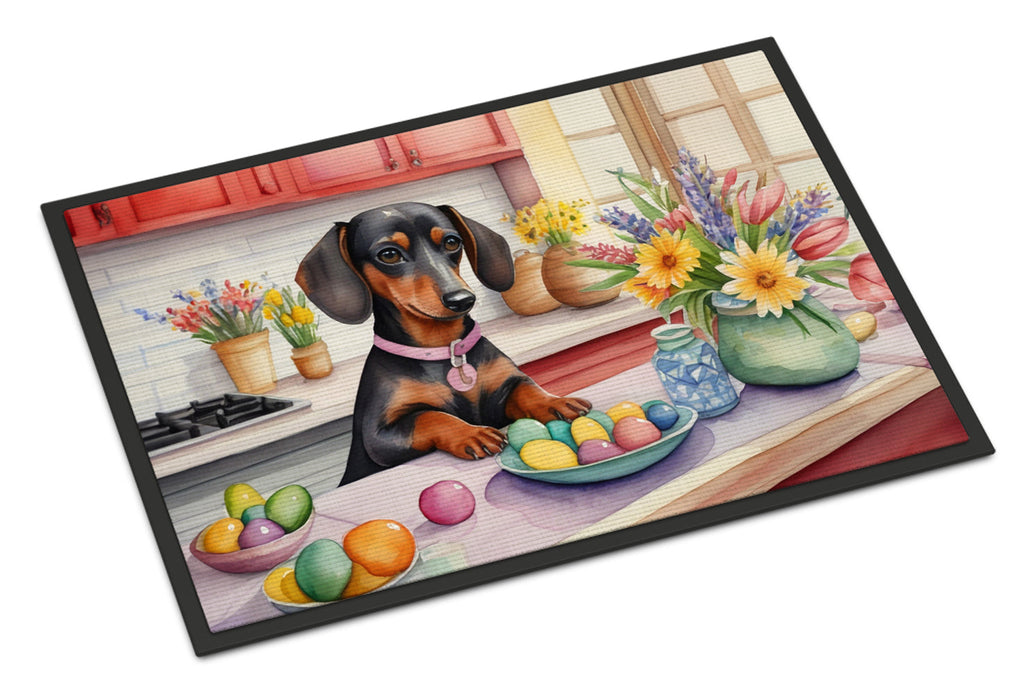 Decorating Easter Dachshund Doormat Indoor Outdoor 18H X 27W Front Door Mat Rugs for Entryway, Non Slip Washable