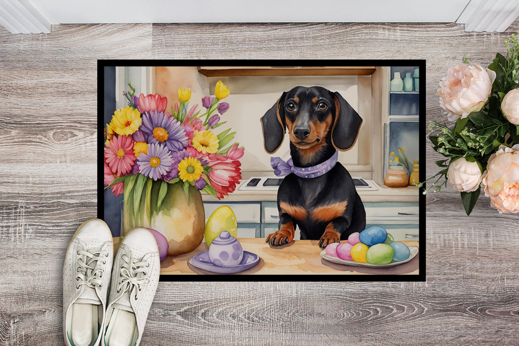 Decorating Easter Dachshund Doormat Indoor Outdoor 18H X 27W Front Door Mat Rugs for Entryway, Non Slip Washable