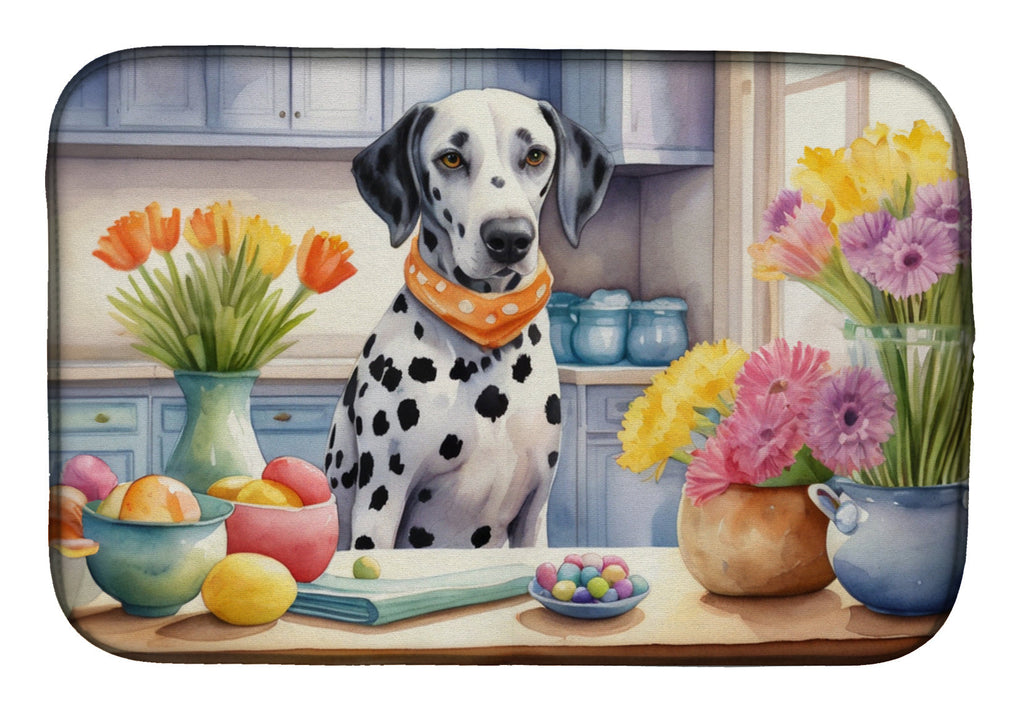Decorating Easter Dalmatian Dish Drying Mat Absorbent Dish Drying Mat Pad for Kitchen Counter Dish Drainer Mat for Countertop, 14 x 21", Multicolor