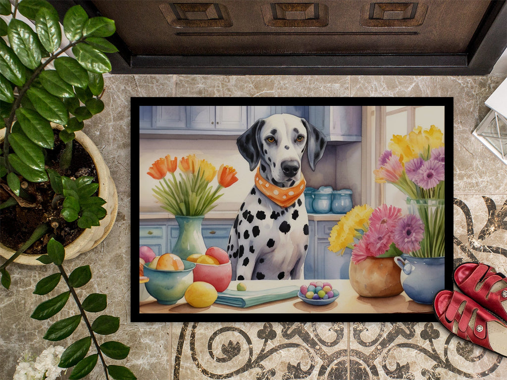 Decorating Easter Dalmatian Doormat Indoor Outdoor 24H X 36W Front Door Mat Rugs for Entryway, Non Slip Washable Low Pile,
