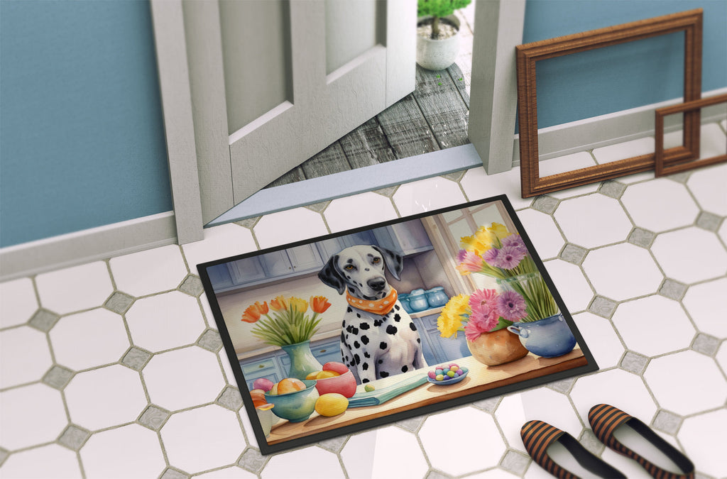 Decorating Easter Dalmatian Doormat Indoor Outdoor 18H X 27W Front Door Mat Rugs for Entryway, Non Slip Washable