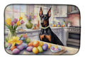 Decorating Easter Doberman Pinscher Dish Drying Mat Absorbent Dish Drying Mat Pad for Kitchen Counter Dish Drainer Mat for Countertop, 14 x 21", Multicolor
