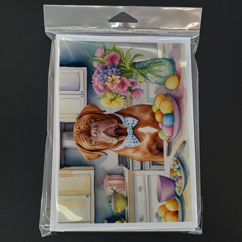 Decorating Easter Dogue de Bordeaux Greeting Cards Pack of 8 Blank Cards with Envelopes Whimsical A7 Size 5x7