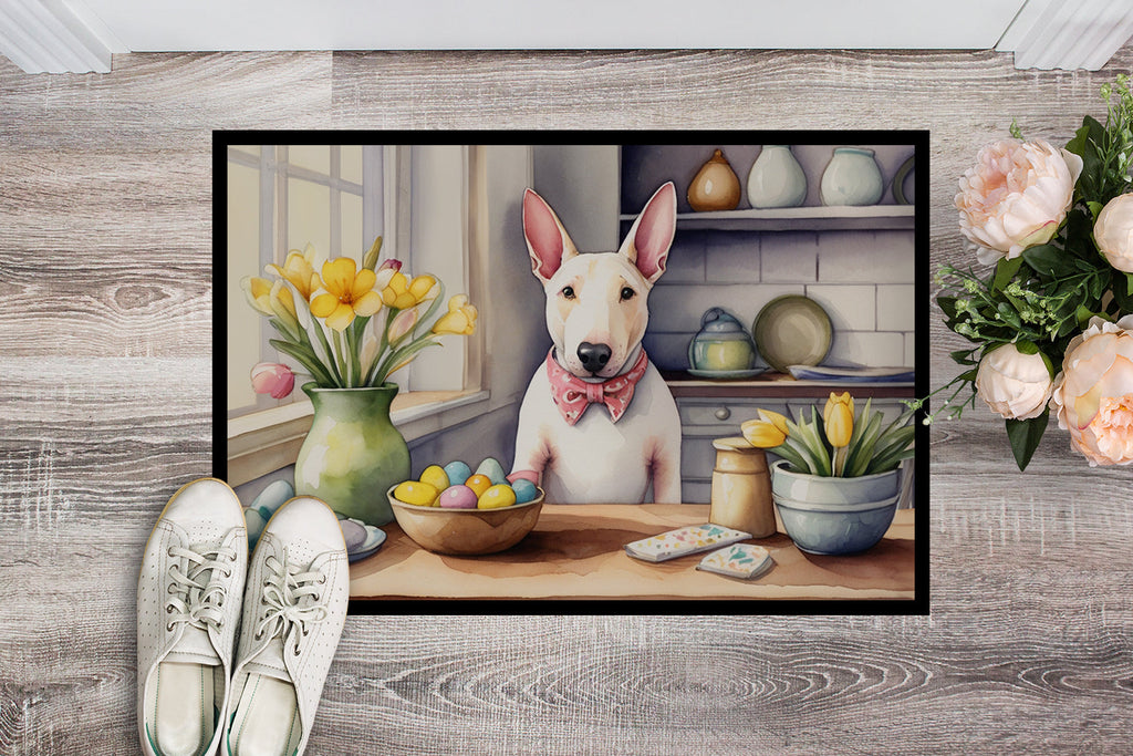 Decorating Easter English Bull Terrier Doormat Indoor Outdoor 18H X 27W Front Door Mat Rugs for Entryway, Non Slip Washable