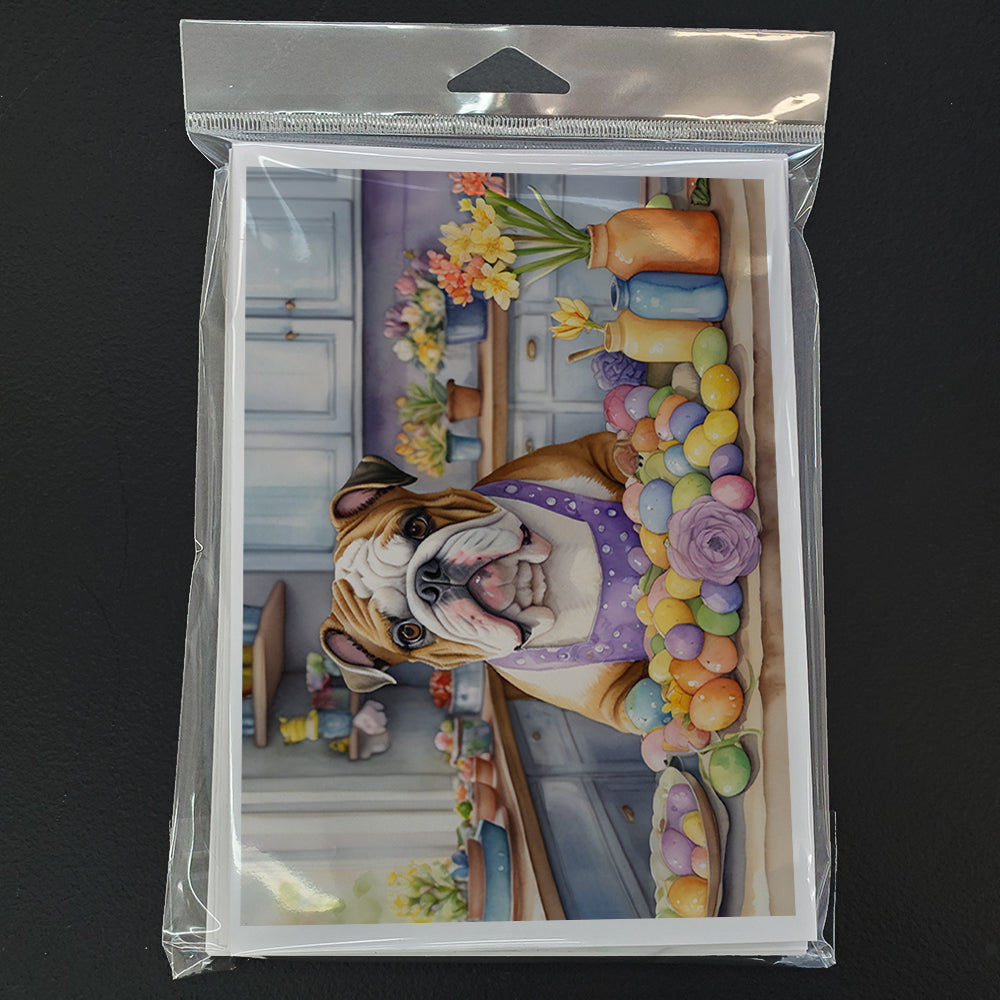 Decorating Easter English Bulldog Greeting Cards Pack of 8 Blank Cards with Envelopes Whimsical A7 Size 5x7