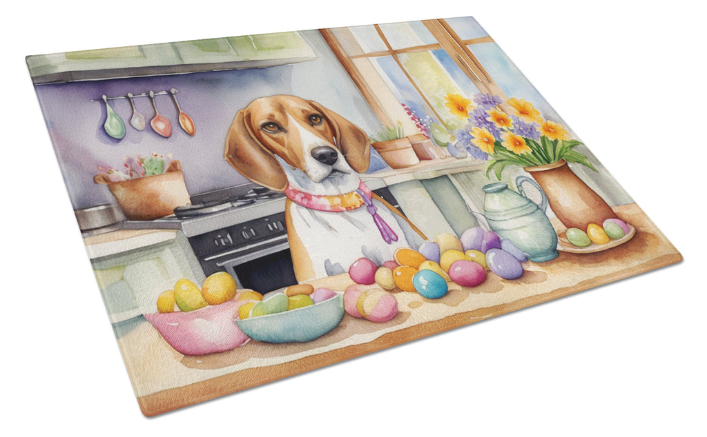 Decorating Easter English Foxhound Cutting Board Tempered Glass Kitchen Cutting Surface, Heat Resistant Chopping, Non-Slip Feet, Food Prep & Serving