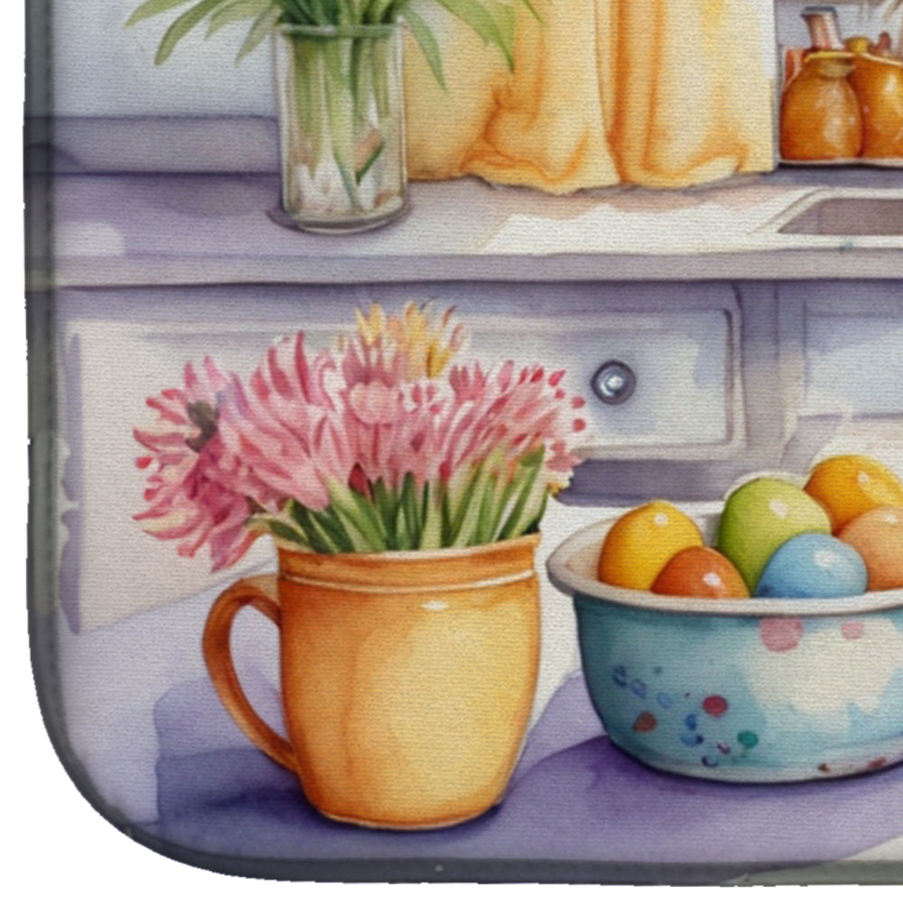 Decorating Easter English Setter Dish Drying Mat Absorbent Dish Drying Mat Pad for Kitchen Counter Dish Drainer Mat for Countertop, 14 x 21", Multicolor