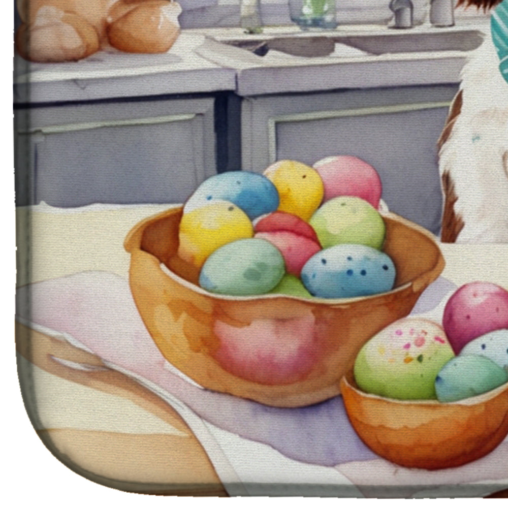 Decorating Easter English Springer Spaniel Dish Drying Mat Absorbent Dish Drying Mat Pad for Kitchen Counter Dish Drainer Mat for Countertop, 14 x 21", Multicolor