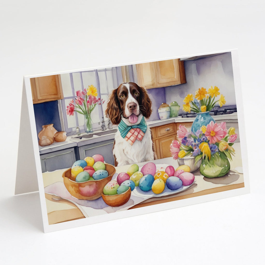 Decorating Easter English Springer Spaniel Greeting Cards Pack of 8 Blank Cards with Envelopes Whimsical A7 Size 5x7