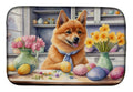 Decorating Easter Finnish Spitz Dish Drying Mat Absorbent Dish Drying Mat Pad for Kitchen Counter Dish Drainer Mat for Countertop, 14 x 21", Multicolor