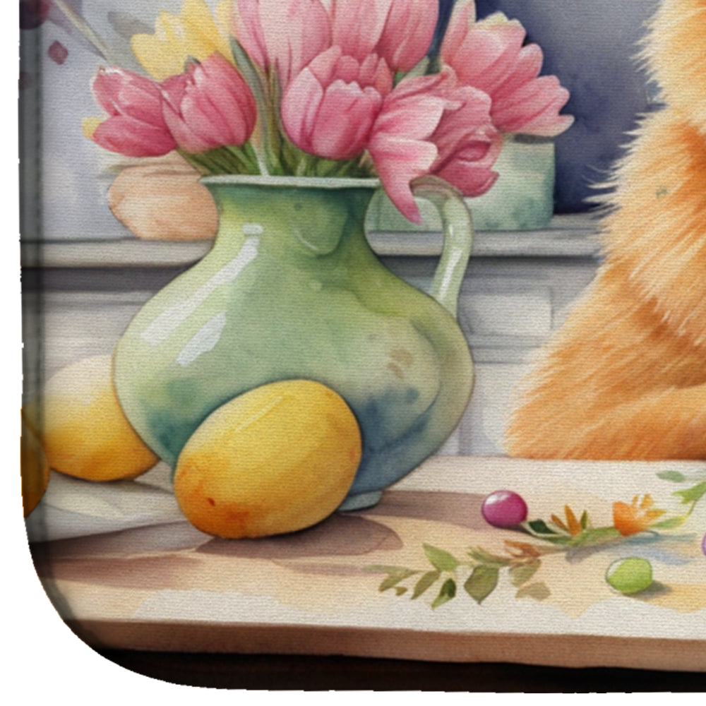 Decorating Easter Finnish Spitz Dish Drying Mat Absorbent Dish Drying Mat Pad for Kitchen Counter Dish Drainer Mat for Countertop, 14 x 21", Multicolor