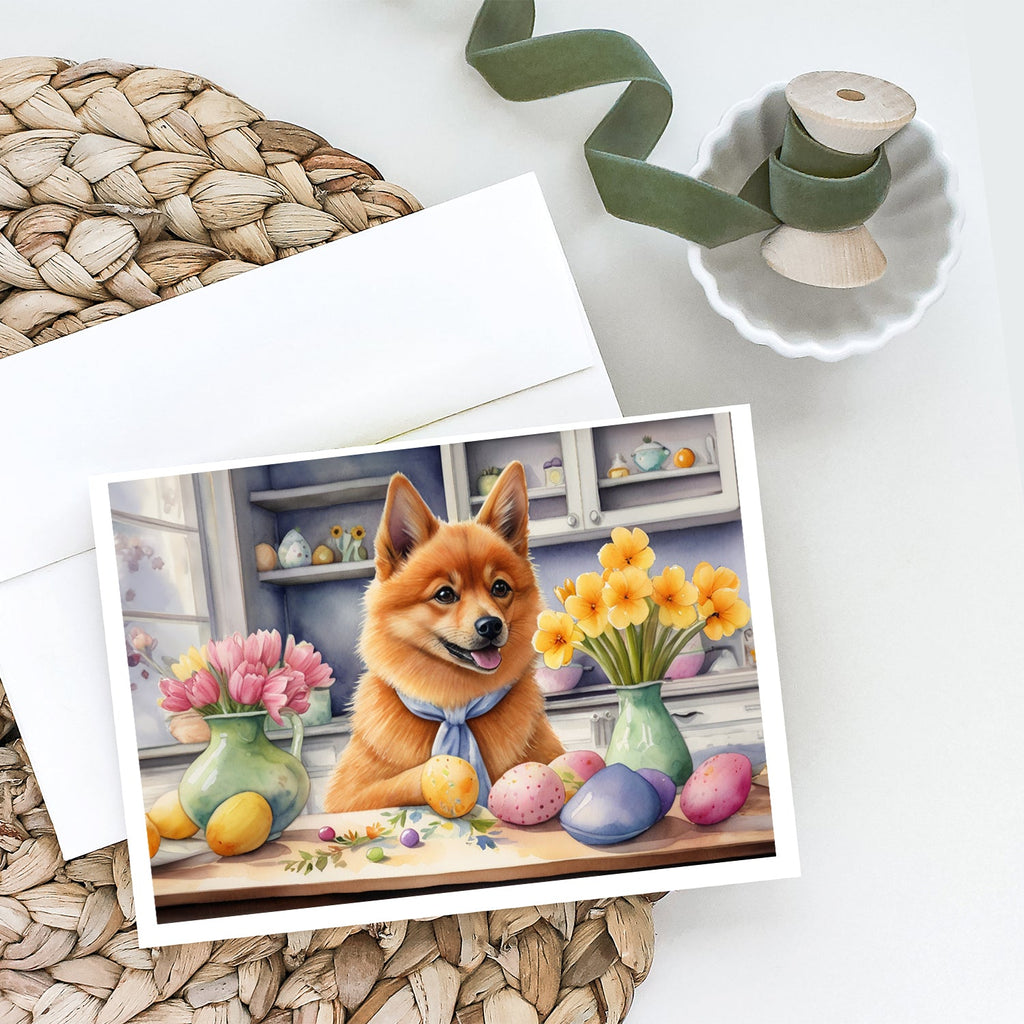 Decorating Easter Finnish Spitz Greeting Cards Pack of 8 Blank Cards with Envelopes Whimsical A7 Size 5x7